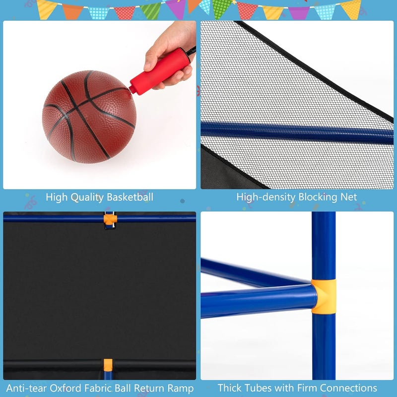 GYMAX Basketball Arcade Game Indoor, Double Shot Basketball Hoop Indoor with 4 Balls & Hand Pump, Mini Basketball Hoop for Kids Toddlers, Basketball Game Toys for Girls Boys - Image 5